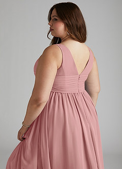 Azazie Yetta Brautjungfernkleider für Schwangere A-Linie V-Hals Versammelt Chiffon Bodenlänge Kleid image12