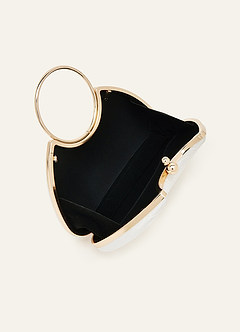 front Jacquard Floral Ring Handle Handbag