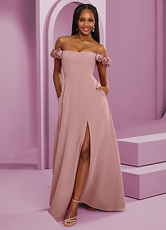 Barbie ♥ Azazie Bridesmaid Dresses Dusty Rose A-Line Off the Shoulder Chiffon Convertible Dress image1