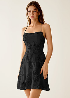 Lysandra Schwarz Stretch-Minikleid mit 3D-Blumen-Korsett image4
