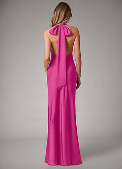 Azazie Velli Bridesmaid Dresses Fuchsia Mermaid Stretch Satin Dress image5