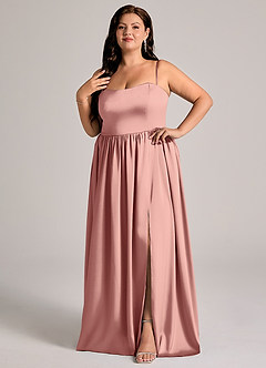 Azazie Calianna Brudtärnklänningar Klä av A-Linje i Stretch Satin Av axeln Rosett Konvertibel image9