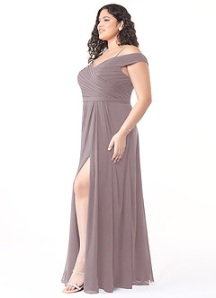 Azazie Audrianna Bridesmaid Dresses Dusk A-Line Off-The-Shoulder Gathered Chiffon Convertible Dress image9