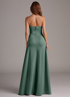Azazie Wren Bridesmaid Dresses Eucalyptus A-Line Strapless Stretch Satin Convertible Dress image5