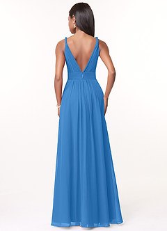 Azazie Maren Abiti da Damigella Abito A-Line in Chiffon Plissettato Blue Jay image2