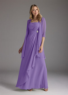 Azazie Weisz Mother of the Bride Dresses Tahiti A-Line Square Neckline Pleated Chiffon Dress image7