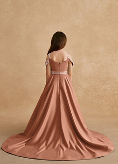 Azazie Jodi Flower Girl Dresses Bronzer A-Line Matte Satin Dress image2