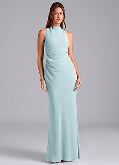 Azazie Evadne Bridesmaid Dresses Mist A-Line Pleated Chiffon Dress image3