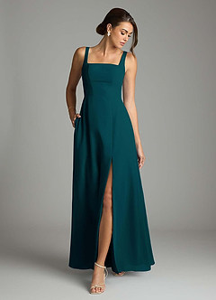 Azazie Debra Bridesmaid Dresses Pine A-Line with Pockets Chiffon Convertible Dress image4