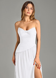 Azazie Becka Bridesmaid Dresses White A-Line Strapless Chiffon Dress image6