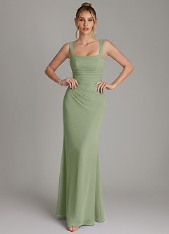 Azazie Agustina Bridesmaid Dresses Pistachio Mermaid Corset Chiffon Dress image3