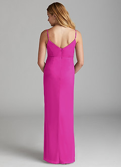 Azazie Deandra Junior Fuchsia Sheath Mesh Dress image2