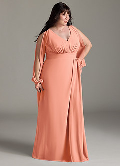 Azazie Matilda Brautjungfernkleider A-Linie Langarm Chiffon Kleid Sonnenuntergang image12