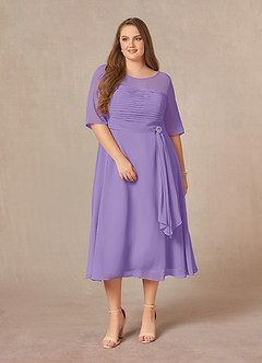 Azazie Naomi Kleider für die Brautmutter A-Linie Bootshals Gefaltet Chiffon Kleid Tahiti image12