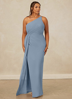Christian Siriano Bridal for Azazie 1003 Brautjungfernkleider Etui One-Shoulder Chiffon Kleid Staubblau image10