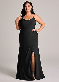 Azazie Deandra 집에서 입어보는 드레스 인어 주름진 쉬폰 바닥 길이 드레스 image7