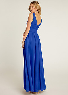 Azazie Pierrette Bridesmaid Dresses Royal Blue A-Line Pleated Chiffon Dress image4