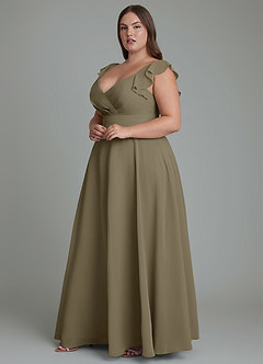Azazie Leilani Bridesmaid Dresses Willow Green A-Line Pleated Chiffon Dress image9
