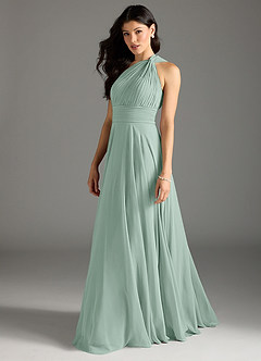 Azazie Charlize Bridesmaid Dresses Agave A-Line One Shoulder Chiffon Dress image4