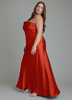 Azazie Saylor Bridesmaid Dresses Rust Mermaid Strapless Stretch Satin Dress image13