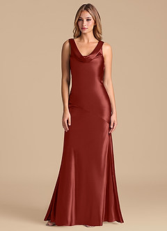 Azazie Rylina 신부 들러리 드레스 인어 메탈릭 새틴 바닥 길이 드레스 image5