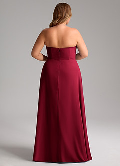 Azazie Wren Bridesmaid Dresses Burgundy A-Line Side Slit Chiffon Convertible Dress image15