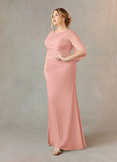 Azazie Belladonna Mère de la mariée Robes Robe Sirène en Maille Pliée à l'encolure Rosette image8