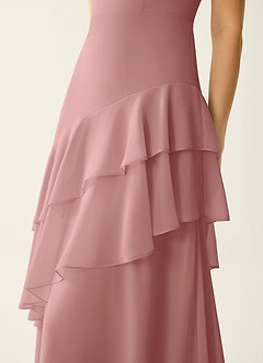 Fiorella Light Pink Chiffon Ruffled A-line Prom Dress image6