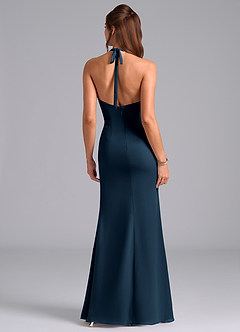 Azazie Valerie Bridesmaid Dresses Dark Navy Mermaid Pleated Chiffon Dress image6