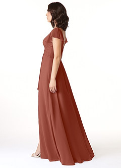 Azazie Omari Bridesmaid Dresses Auburn A-Line Chiffon Dress image3