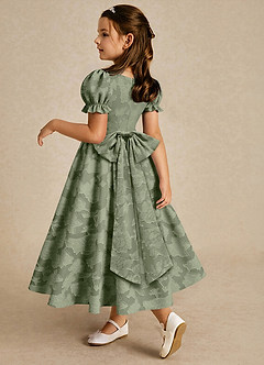 Azazie Joss vestidos de niña de las flores Vestido Pistacho de Devorado Floral de Línea A con con mangas image2