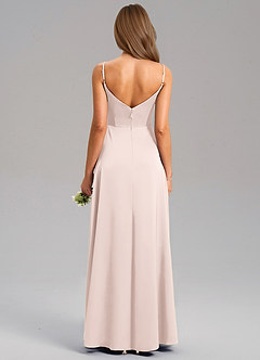 Azazie Talina Robes de demoiselle d'honneur Robe Trapèze en Satin extensible Rose Pâle image2