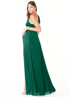 Azazie Annabelle Maternity Bridesmaid Dresses A-Line V-Neck Pleated Mesh Floor-Length Dress image5