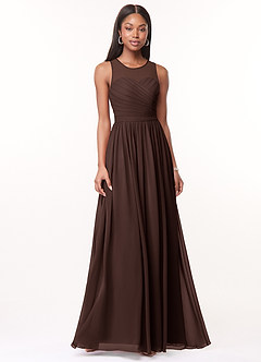 Azazie Nina Bridesmaid Dresses Ganache A-Line Pleated Chiffon Dress image1