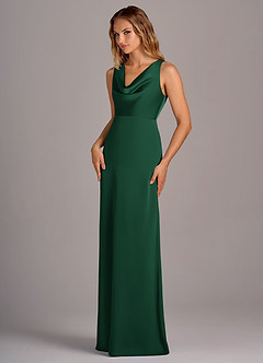 Azazie Wrenlee Bridesmaid Dresses Dark Green A-Line Stretch Satin Dress image3
