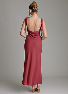 Azazie Luddie Bridesmaid Dresses Pomegranate Mermaid Bow Chiffon Dress image5