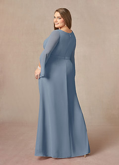 Azazie Belinda Mère de la mariée Robes Robe Trapèze en Mousseline de soie Col V plissé Violet Crépusculaire image9