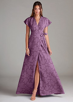 Azazie Ling Bridesmaid Dresses Wisteria A-Line Pleated Floral Burnout Dress image1