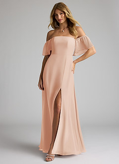 Azazie Sue Bridesmaid Dresses English Rose A-Line Off the Shoulder Chiffon Convertible Dress image3