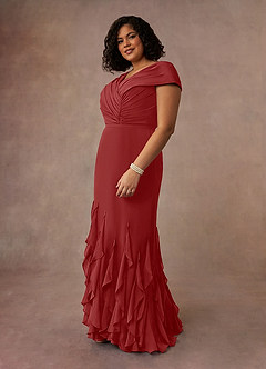 Azazie Bailora Mother of the Bride Dresses Rust Mermaid Ruched Chiffon Dress image7
