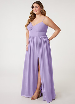 Azazie Zeya Bridesmaid Dresses Lilac A-Line V-Neck Pleated Chiffon Dress image8