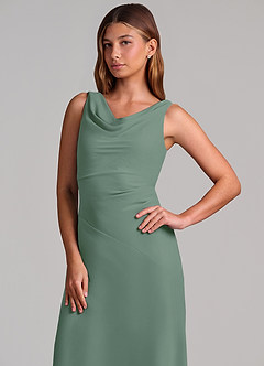 Azazie Nerine Brudtärnklänningar Klä av A-Linje i Chiffong Plisserad Eukalyptus image6