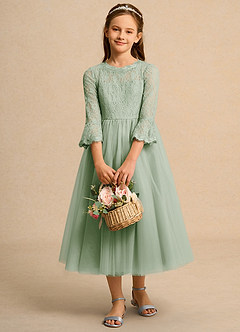 Azazie Lamb Girl Abiti da Ragazza di Fiori Abito Principessa in Pizzo Verde Salvia image1