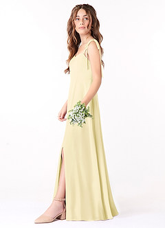 Azazie Rosey Junior Lemon Sorbet A-Line Sweetheart Neckline Chiffon Dress image3