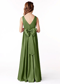 Azazie Hathaway Junior Juniper A-Line Bow Stretch Satin Dress image2