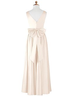 Azazie Hathaway Junior White Alabaster A-Line Bow Matte Satin Dress image9