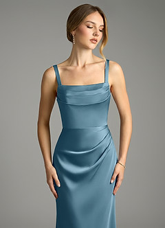 Azazie Alouette Bridesmaid Dresses Bermuda Mermaid Pleated Stretch Satin Dress image5