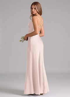 Azazie Suttona Bridesmaid Dresses Blushing Pink A-Line Pleated Stretch Satin Dress image1