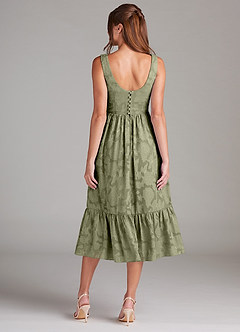 Azazie Alissa Brautjungfernkleider A-Linie mit Taschen Blumen-Burnout Kleid Pistazie image8