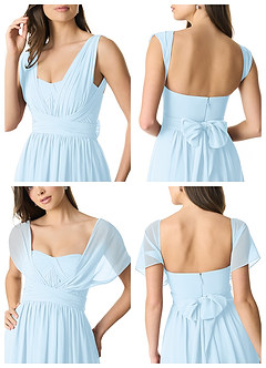 Azazie Olani Bridesmaid Dresses Sky Blue A-Line Off the Shoulder Chiffon Convertible Dress image9